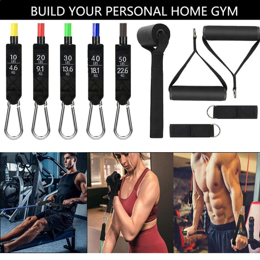 11-Piece Set Resistance Bands Exercise Bands up to 150Lbs, Work Out Bands with Handles, Color Coded Exercise Bands, Exercise Guide, Storage Bag